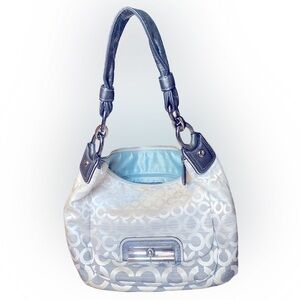Y2K Vintage Coach Op Art Grey and White Ombre Kristen Shoulder Bag #16793